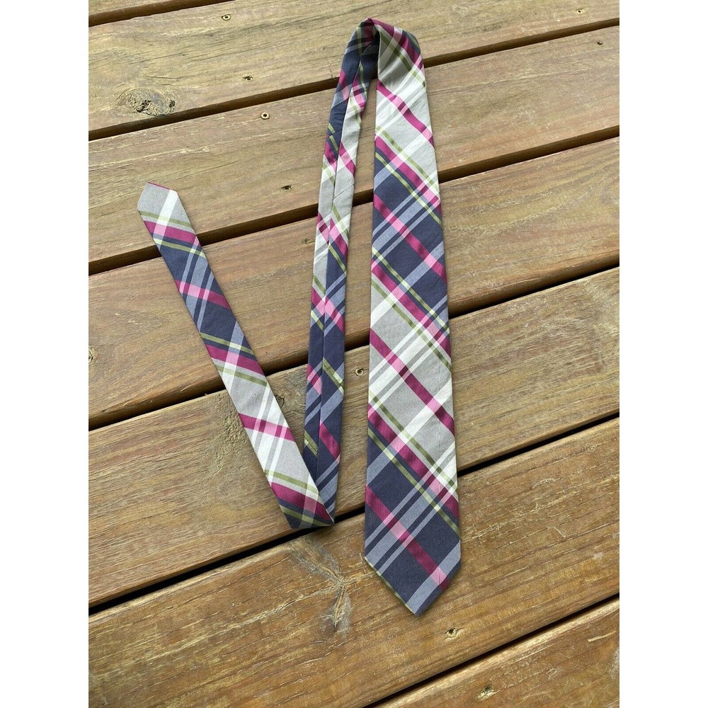 Ted Baker London 100% Silk Necktie Plaid Purple M27